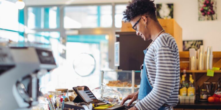 teen working cashier