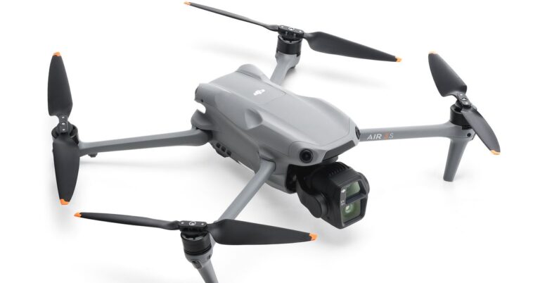 DJI Air 3S unfolded with propellers battery detached