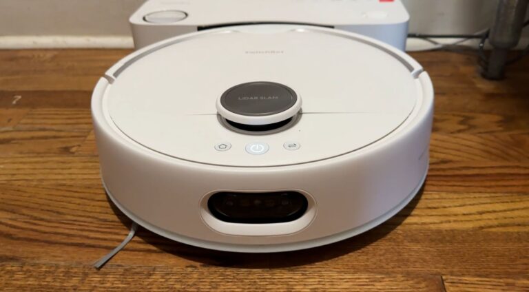 switchbot s10 robot vacuum and mop refiling itself from a sink