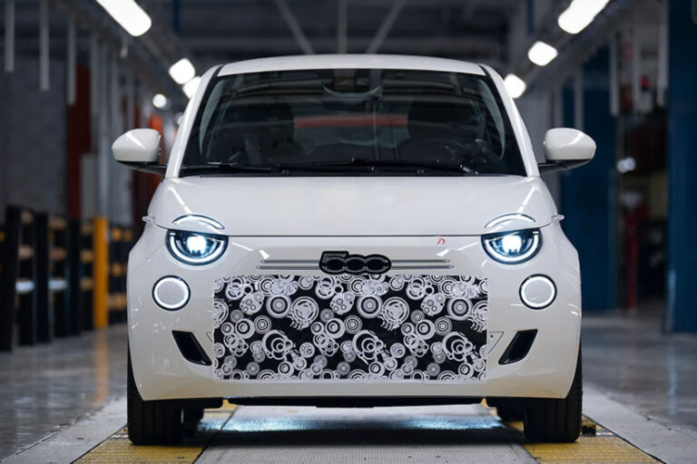 2026 fiat 500 hybrid prototype in factory front